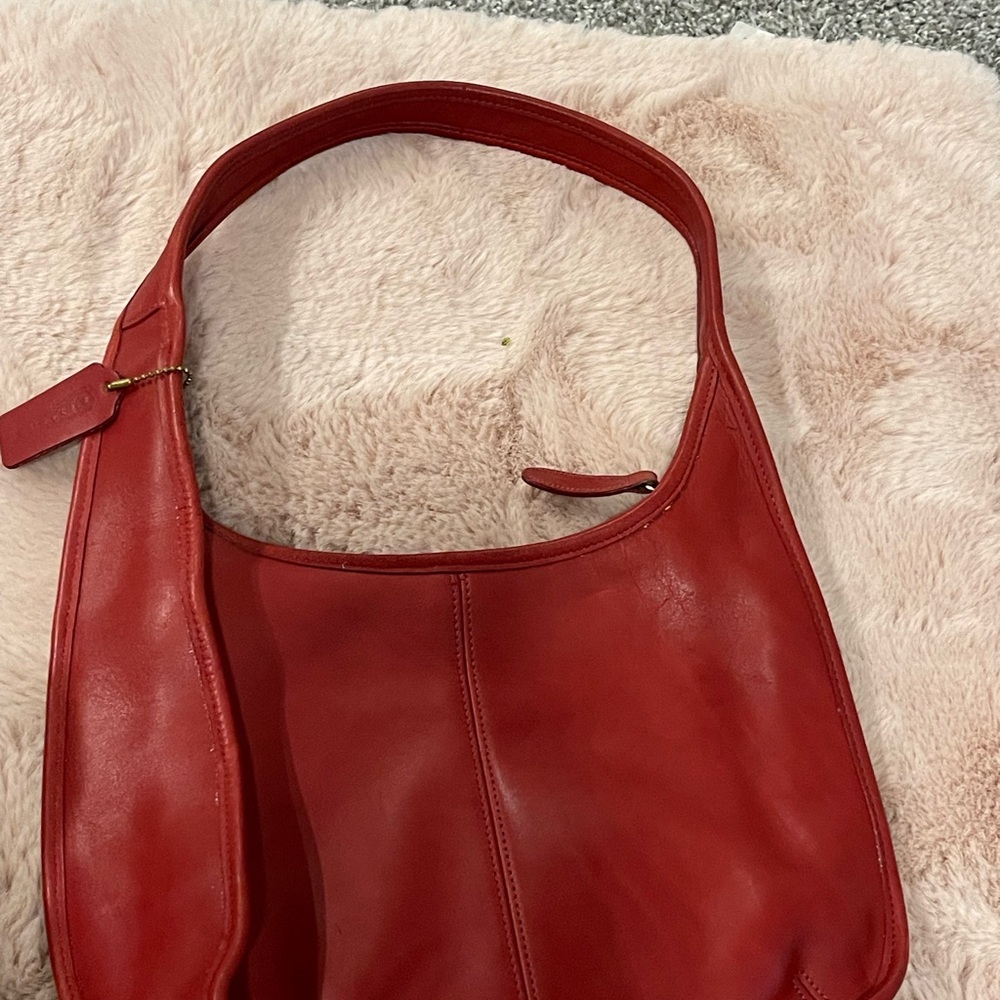 Coach Red Leather Hobo Bag with Slouchy Design